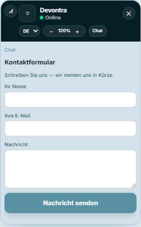 DeviBot Kontaktformular im Widget