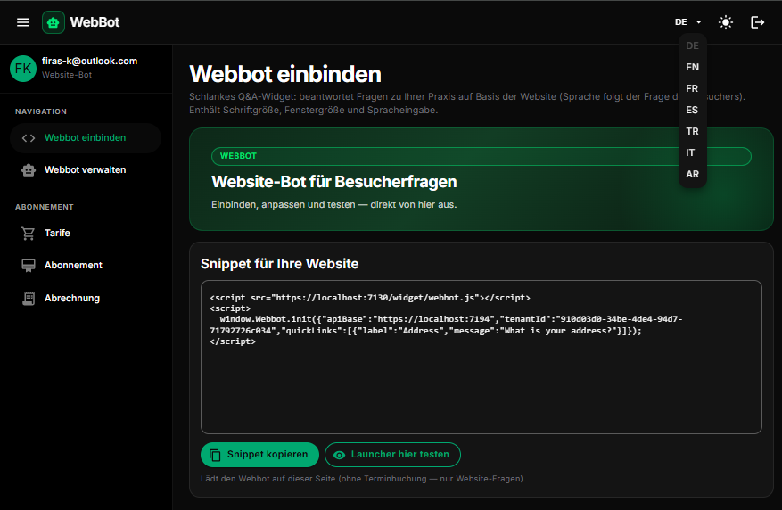 Code einbinden