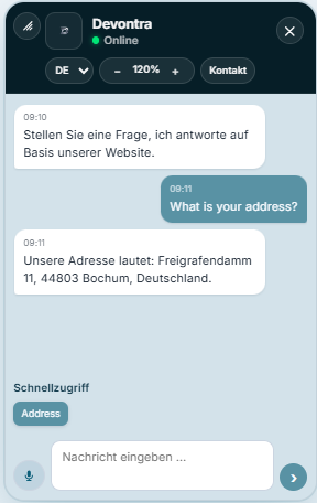 Live auf der Website